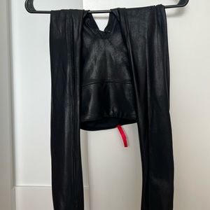 Black leather Spanx leggings